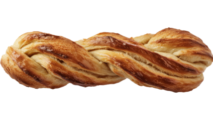 Braided bread loaf isolated on transparent background, perfect for bakery and pastry projects