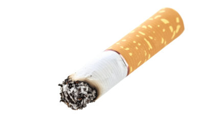 Lit cigarette burning with transparent background