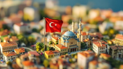 City Colorful Cityscape Moment Turkish Flag Vibrant