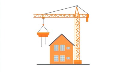 Construction Crane Raising Materials for New House
