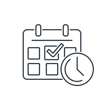 Assign, approve time. Vector linear icon isolated on white background.
