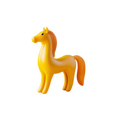 Yellow Plastic Toy Horse Figurine on Transparent Background