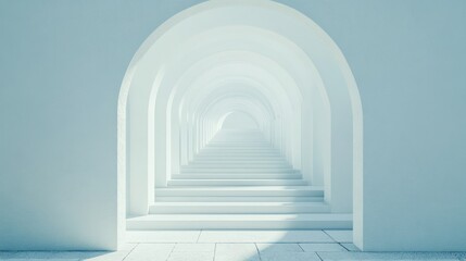 Abstract archway tunnel, white, light, perspective, interior design, modern, architectural, empty