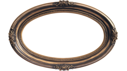 Oval golden vintage baroque frame with transparent background