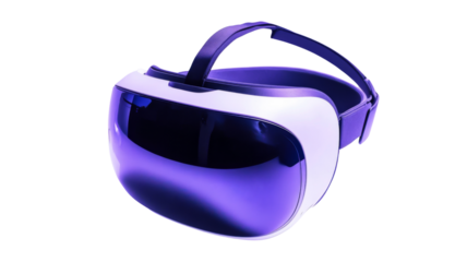 Virtual reality headset showing immersive gaming experience with transparent background