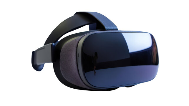 Vr headset showing woman exercising in virtual reality on transparent background - Powered by Adobe