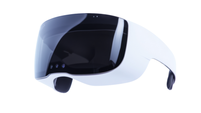 Modern vr headset floating on transparent background