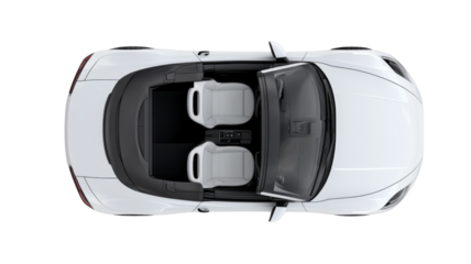 White convertible sports car seen from above on transparent background