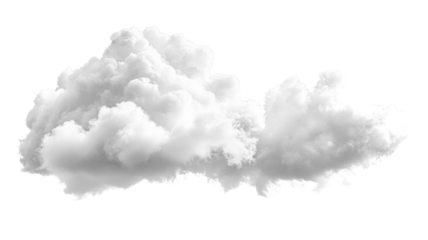 Realistic white cloud floating on transparent background
