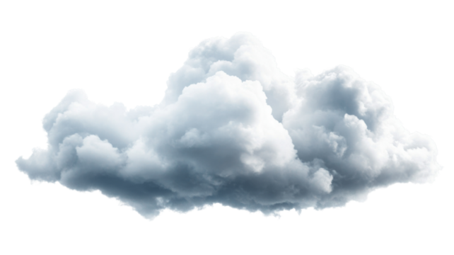 Realistic cumulus cloud floating on transparent background