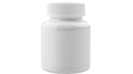White plastic medical container staying on transparent background