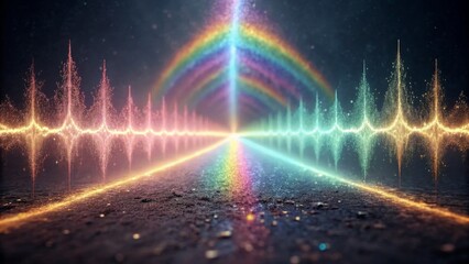 Symmetrical Rainbow Waves: A CGI Animation Still with Euphoric Emotional Appeal

