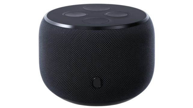 Modern smart speaker isolated on transparent background with control buttons