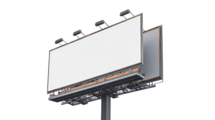 Large blank billboard displaying a white advertisement with transparent background