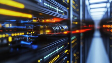 Fototapeta premium A futuristic data center bustling with advanced technology and enterprise solutions for the digital age.