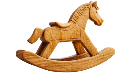 Classic wooden rocking horse toy isolated on transparent background