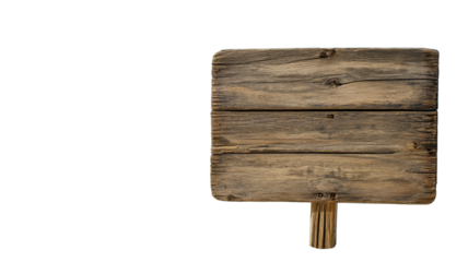 Old empty wooden sign with transparent background for easy editing
