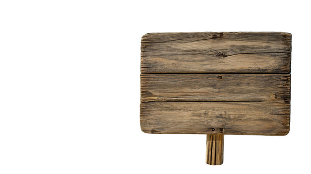 Old empty wooden sign with transparent background for easy editing