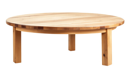 Round wooden table isolated on transparent background