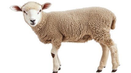 Fototapeta premium Lamb standing on transparent background, full length profile view