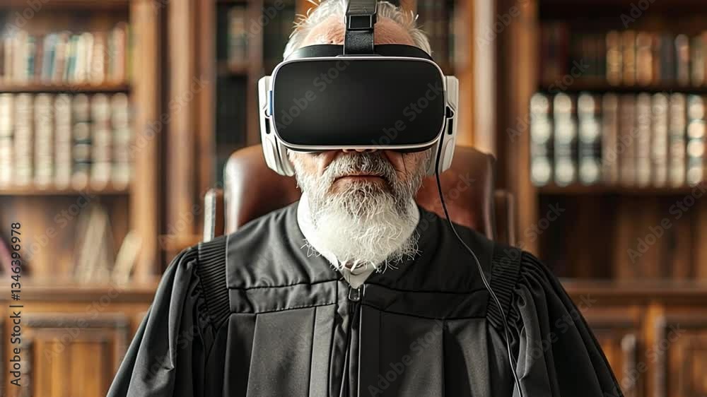 Poster innovative virtual trial in judiciary setting with a judge using vr technology