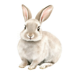 Obraz premium light-colored rabbit sitting upright showcasing its soft fur large ears and expressive eyes. rabbit's gentle appearance and is suitable for educational or decorative purposes