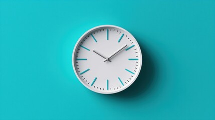 Simple Modern Wall Clock on Bright Teal Background with Minimalist Design and Clear Time Display
