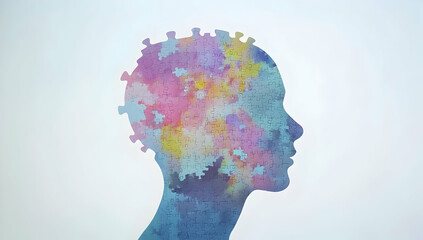Silhouette Of A Human Head With Colorful Geometric Shapes Representing Creativity And Mindfulness For Mental Well-being and Personal Growth Experiences And Self-Expression