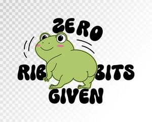 Cute cartoon frog butt drawing with slogan. Funny illustration with slogan, vector clip art.