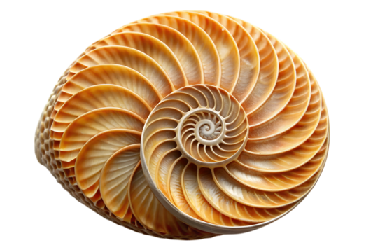 a sundial shell (Architectonicidae) : A detailed, cross-sectional view of a nautilus shell showcasing its perfect spiral symmetry, organic form, and natural beauty.