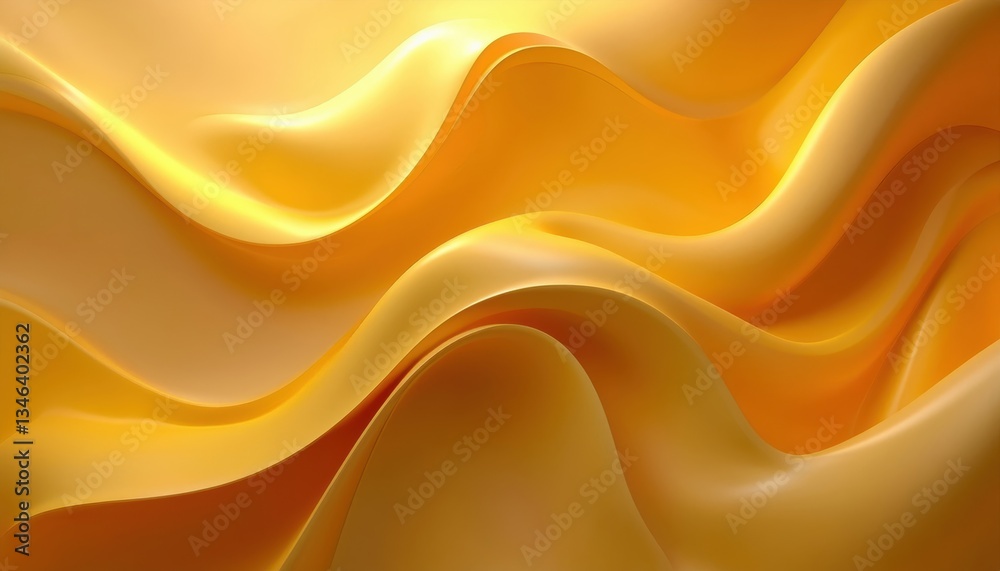 Poster flowing golden abstract waves with soft curves and smooth texture, perfect for luxury background bra