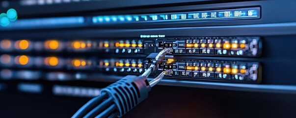 High-tech industrial internet switch with power connectivity for advanced networking solutions.