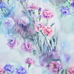 seamless watercolor flowers background