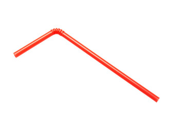 Red flexible drinking straw png, plastic bendy straw, isolated on transparent background