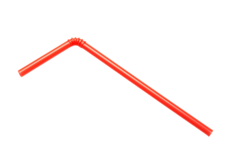 Red flexible drinking straw png, plastic bendy straw, isolated on transparent background
