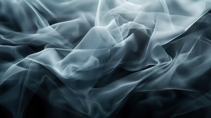 Obraz premium A gentle wave of translucent fabric, shimmering in soft light, creates an ethereal atmosphere that invites exploration of texture and movement against a dark backdrop.