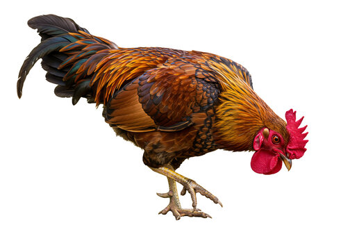 Brown rooster standing png, desi murga isolated on transparent background
