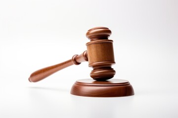 Wooden judge gavel white background courthouse indoors.