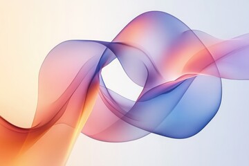 Obraz premium Abstract flowing ribbon design with gradient colors of pink orange purple and blue on white background