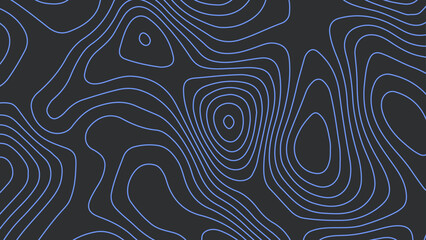 Topographic-style contour pattern with smooth, flowing lines in a cool blue hue against a dark gray or black background. 