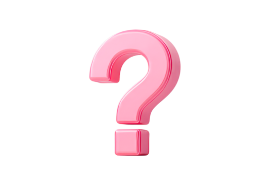 Bright pink question mark with a 3D effect on a transparent background - Powered by Adobe
