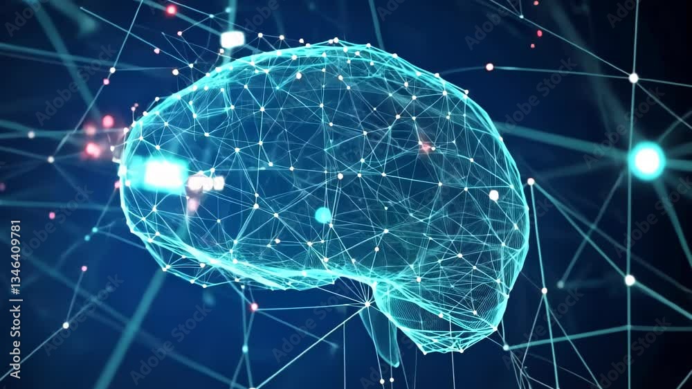 Poster exploring the intersections of technology and human cognition through neural network visualization