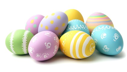 Fototapeta premium A pile of brightly decorated colorful Easter eggs