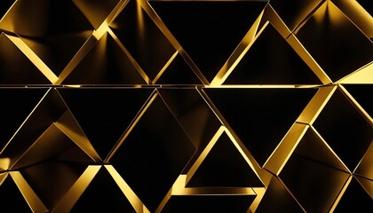 Golden Triangle Abstract: A mesmerizing abstract composition featuring interlocking gold and black triangles, creating a visually striking pattern with geometric precision and a touch of elegance.