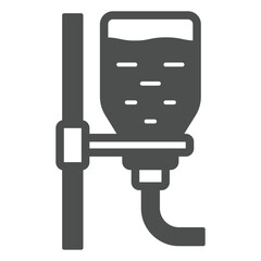 Water dropper solid icon, human rescue concept. Vector graphics. Drip pack with medical liquid sign on white background, glyph style icon for mobile or web design.