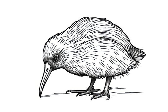 recommend clip art: Detailed kiwi bird illustration