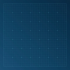 Dark blue blueprint background with a light cyan grid. Vector illustration of a technical draft for engineering, architecture, or mechanical design.


