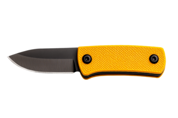 Compact folding knife with yellow handle for outdoor use
