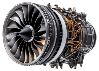 PNG Jet engine with visible turbine and mechanical components