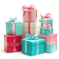 Fototapeta premium Colorful gift boxes stacked for a celebration moment during a festive occasion